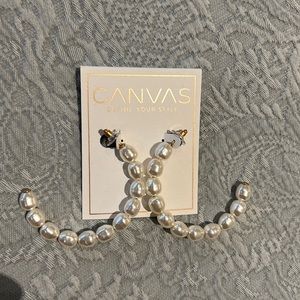 Large pearl hoop earrings
